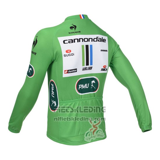 2013 Fietskleding Cannondale Lider Groen en Wit Lange Mouwen en Koersbroek